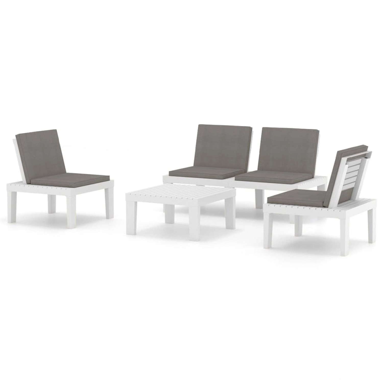 vidaXL 4-Tlg Garten-Lounge-Set mit Kissen Kunststoff Weiß 3059829