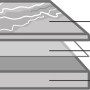 Aufbau der Diephaus Terrassenplatte Keramikverbund: Keramikschicht, Verbindungsschicht, Betonkern.