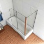 AICA Badewannenaufsatz Faltwand 120x140 mit Seitenwand 70x140 cm, chromglänzend, auf Badewanne montiert.
