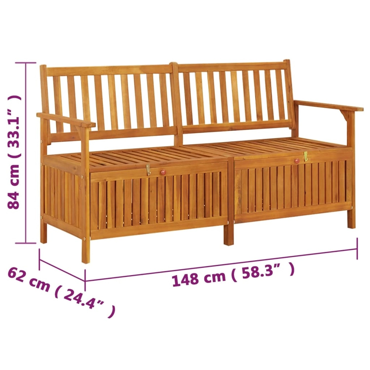 VidaXL Truhenbank aus Akazienholz, 148 cm breit, ideal für Garten & Terrasse. Gartenbank mit Stauraum.
