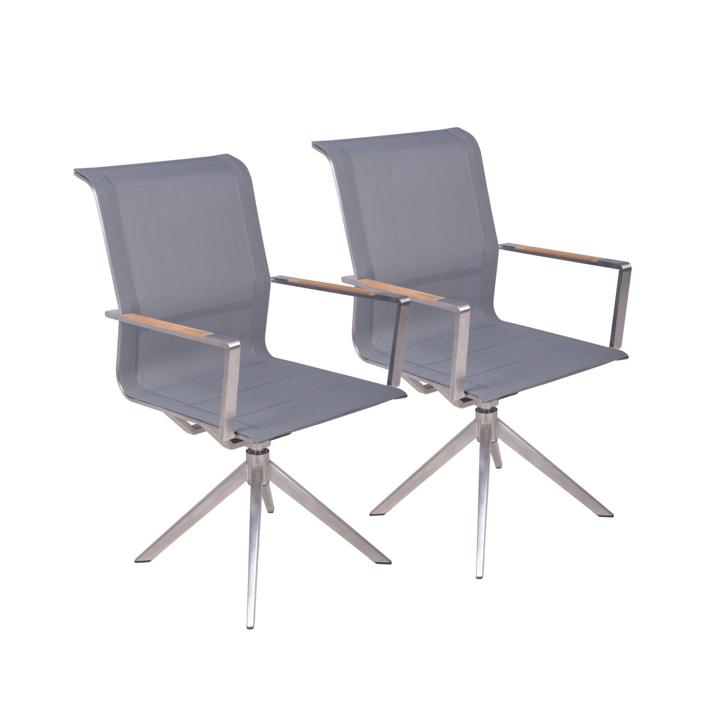 Garden Pleasure Drehstuhl Salida 2er Set 95 cm x 63 cm x 54 cm Silber-Grau günstig online kaufen