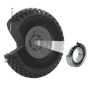 TRUTZHOLM Sackkarrenrad, 260x85mm, PU Rad, pannensicher, graue Felge, mit Kugellager und Schnittdarstellung.