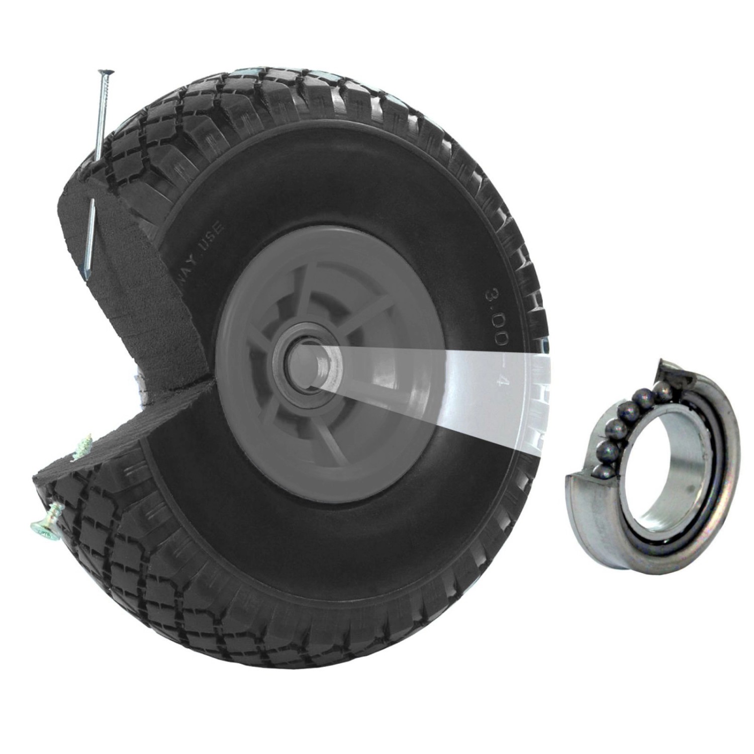 TRUTZHOLM Sackkarrenrad PU Rad 260x85mm 3.00-4 60mm Durchmesser 20mm Grau