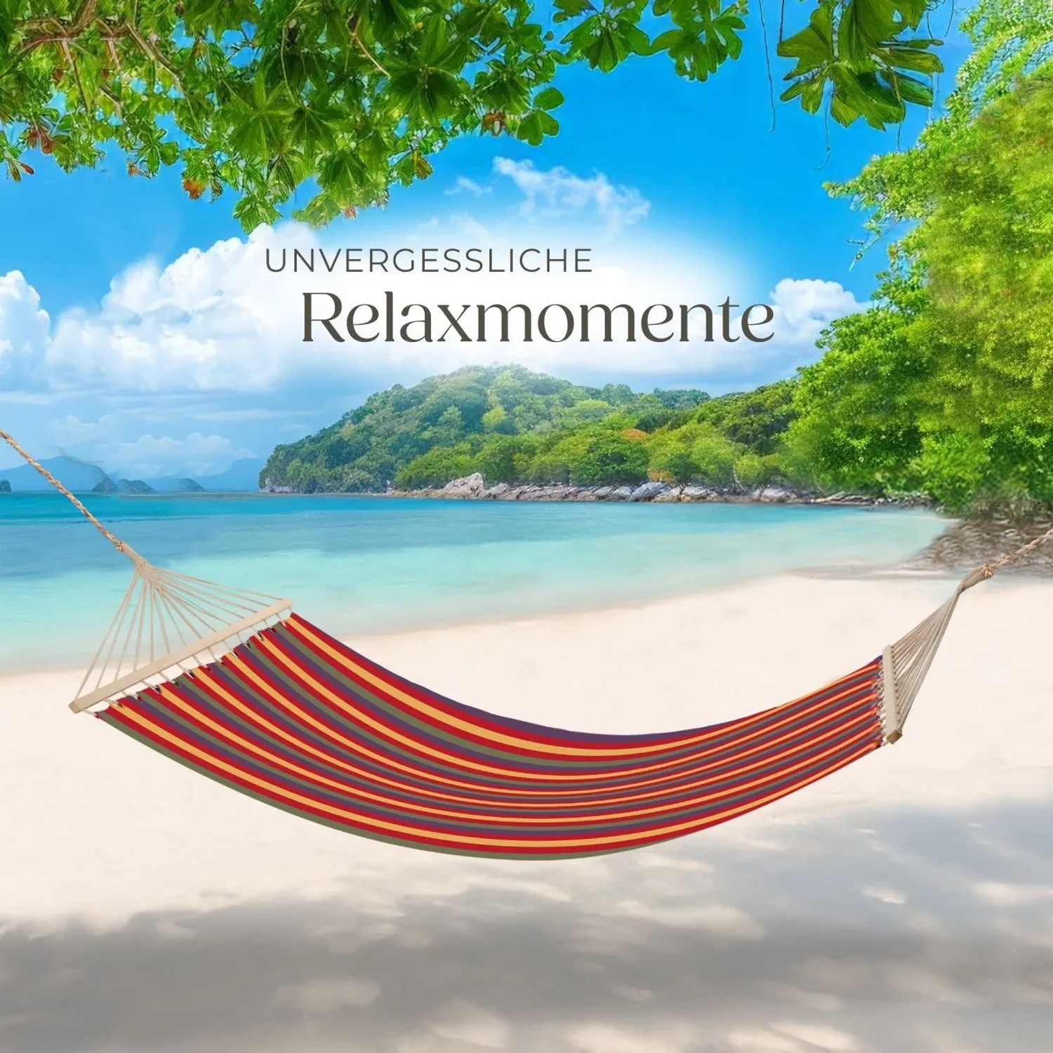 Tectake Hängematte Eden Mit Spreitzstäben  Für 2 Personen Strapazierfähiger Stoff  325 x 150 x 2 50 cm Bunt Gestreift_7