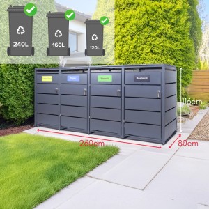 Albatros Mülltonnenbox für 4 Tonnen bis 240L, anthrazitgrau, aus verzinktem Stahl.