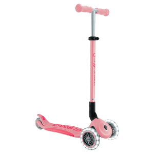 Globber Elite Lights Tretroller Kinder 120/80 mm ABEC 9 3-Rädrig Verstellbar LED-Leuchtrollen Pastellrosa