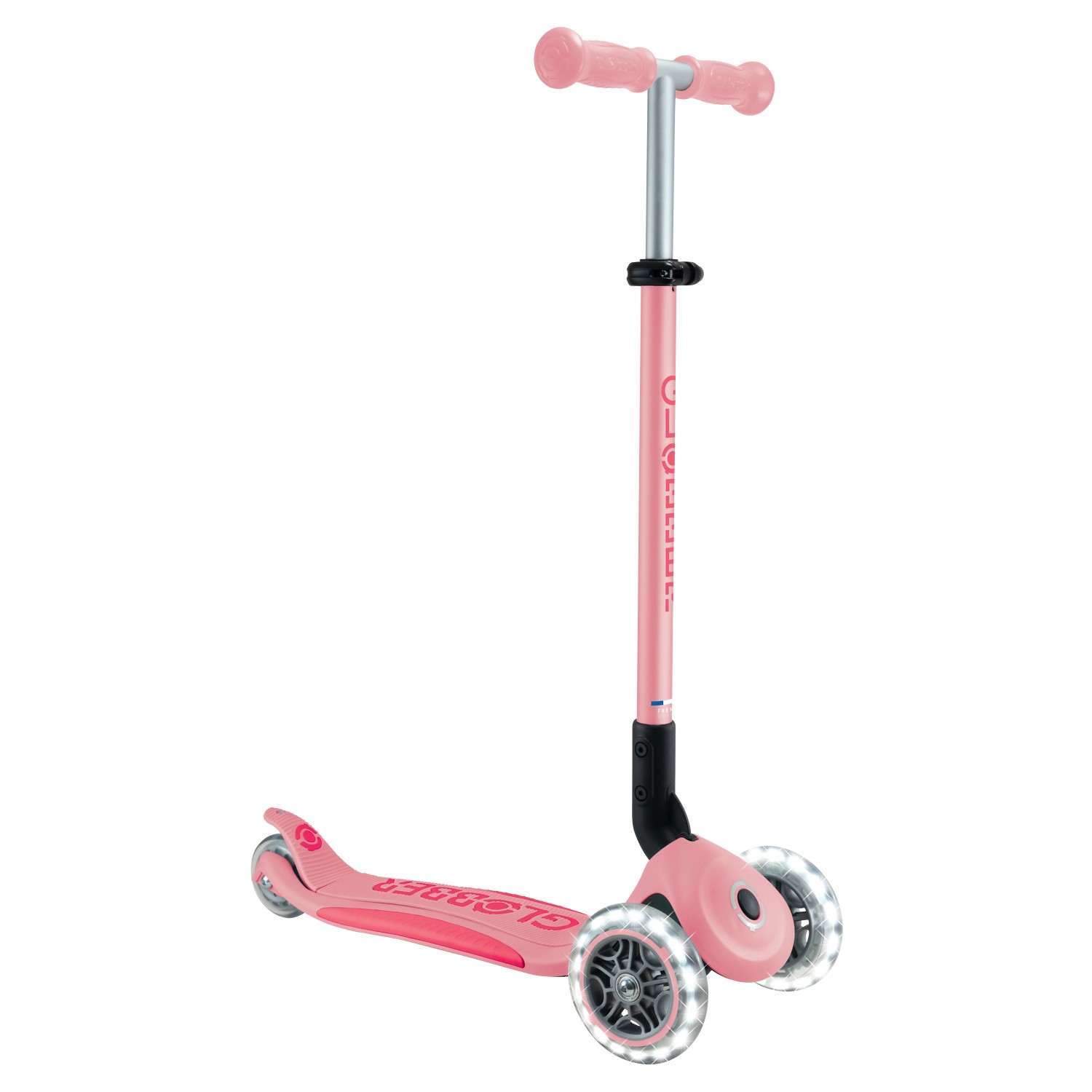 Thumbnail - Globber Elite Lights Tretroller Kinder 120/80 mm ABEC 9 3-Rädrig Verstellbar LED-Leuchtrollen Pastellrosa