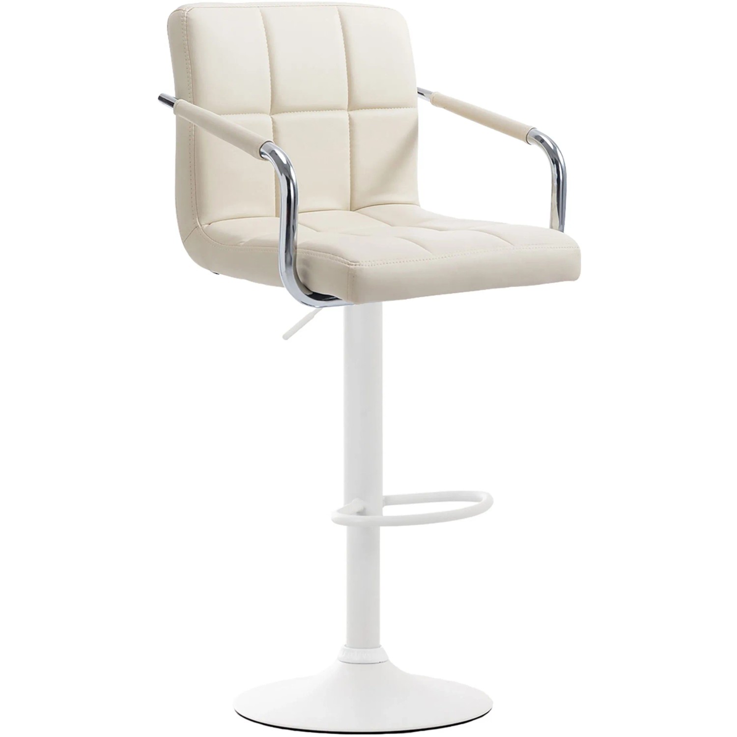 DELUKE Barhocker MINOR Kunstleder Creme 54x46x91cm Weiß Barstuhl Höhenverstellbar Mit Lehne Drehbar Tresenhocker Tresens...