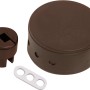 Braunes Verteilerbaldachin-Set (Ø 70mm) für Lampeninstallation mit Zugentlastung und Schrauben.