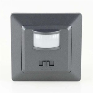 ChiliTec MILOS Bewegungsmelder, anthrazitfarbener 3-Draht-Unterputz Bewegungsmelder mit Rahmen.