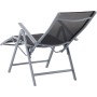 Grauer Garden Pleasure Relaxsessel Ariola, klappbar, mit schwarzer Sitzfläche. Gartenstuhl für Terrasse und Balkon.