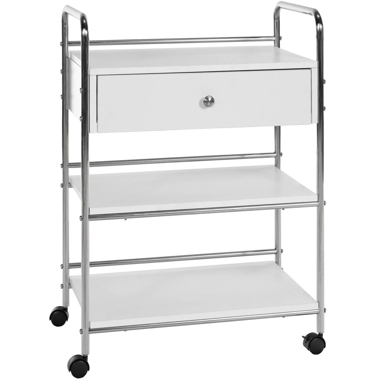 DELUKE Rollwagen Beistellwagen Mit Rollen KLIA Schublade & Ablagen,Metall Gerätewagen Mobil Weiß