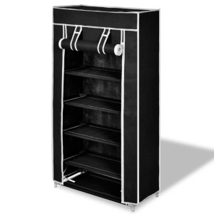 vidaXL Schuhschrank, schwarz, mit 5 Ablagen. Schuhregal für ca. 10 Paar Schuhe.