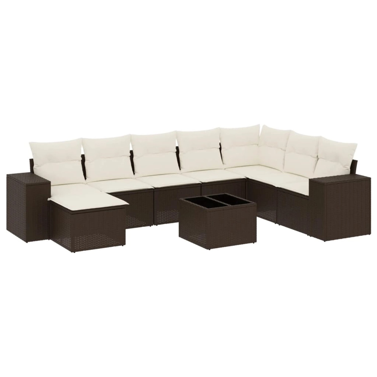 vidaXL 9-Tlg Garten-Sofagarnitur mit Kissen Braun Poly Rattan 3222972 günstig online kaufen