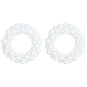 vidaXL Weihnachtsballkränze 2 Stk Weiß 33 x 33 x 7 cm Polystyrol 42019680