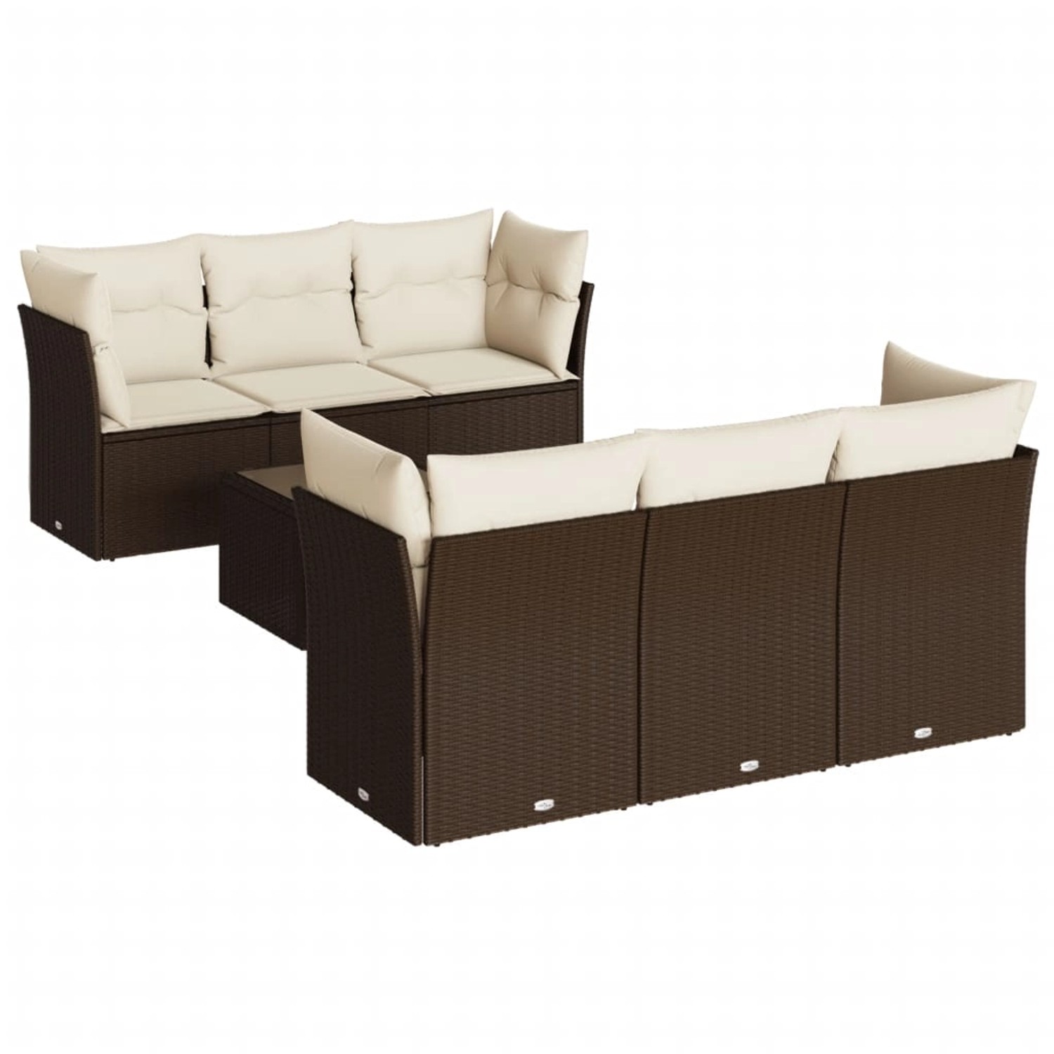 vidaXL 7-Tlg Garten-Sofagarnitur mit Kissen Braun Poly Rattan 3217263 günstig online kaufen