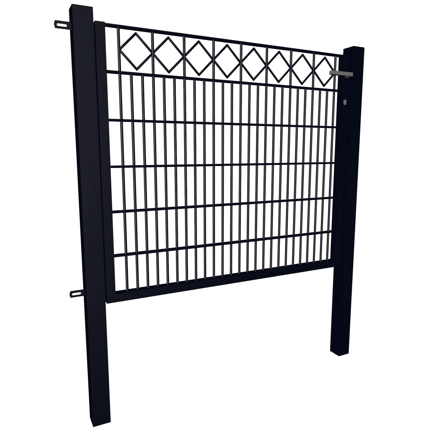 Gartentor Dekor 1-Flügelig Karo 80 cm x 120 cm Anthrazit günstig online kaufen