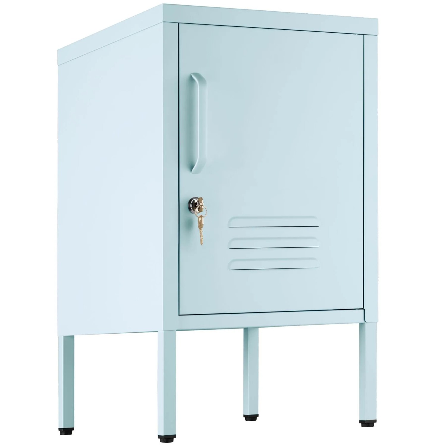 Tectake Nachttisch Baker Abschließbare Tür Mit Magnetverschluss Verstellbarer Zwischenboden  42 5 x 35 x 60 5 cm Grau Blau