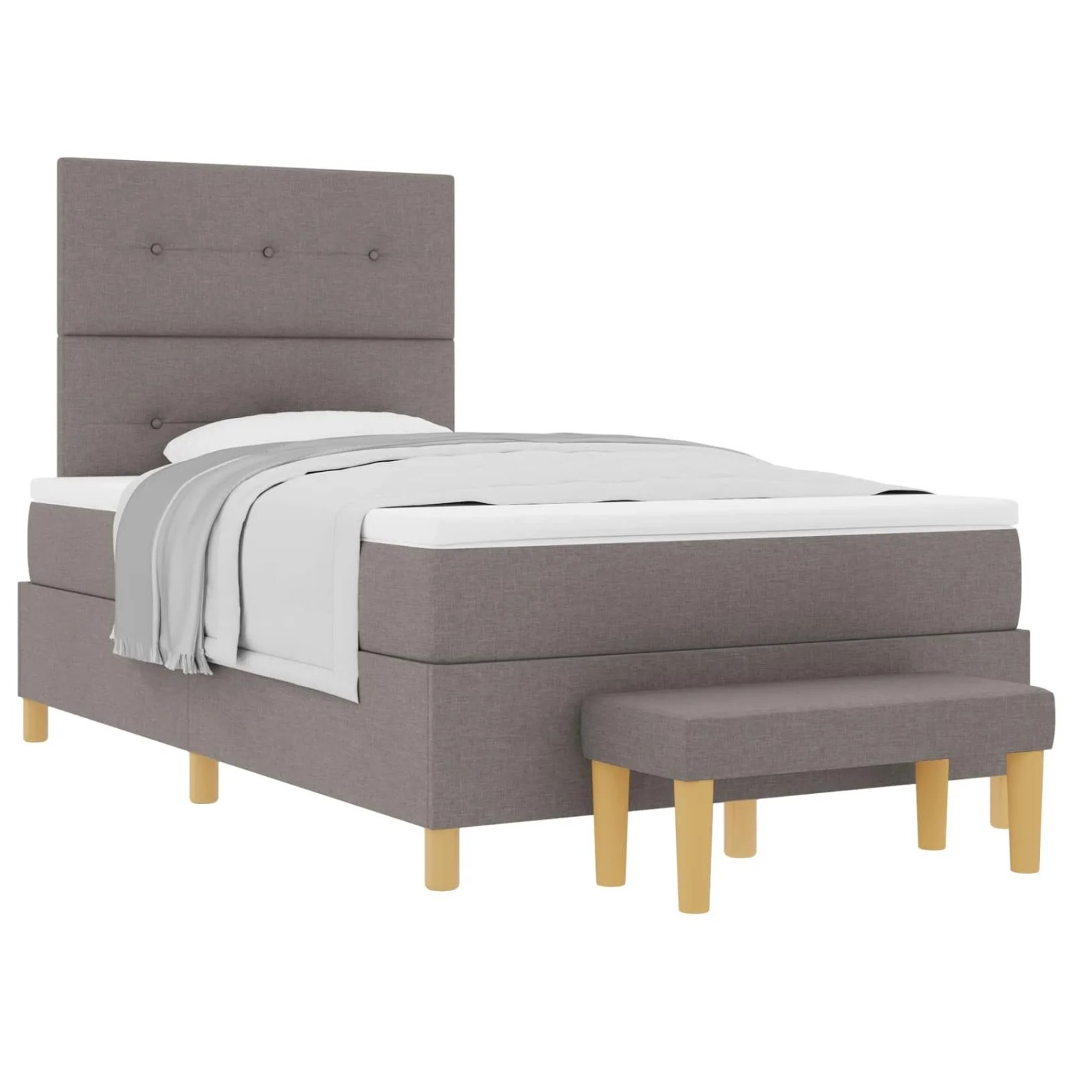 vidaXL Boxspringbett mit Matratze Taupe 120 x 190 cm Stoff 3344286