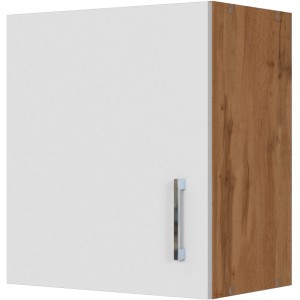 Hängeschrank Sorrento in Weiß-Wotaneiche, 50x57x34 cm, mit Metallgriff. Küchenschrank für mehr Stauraum.