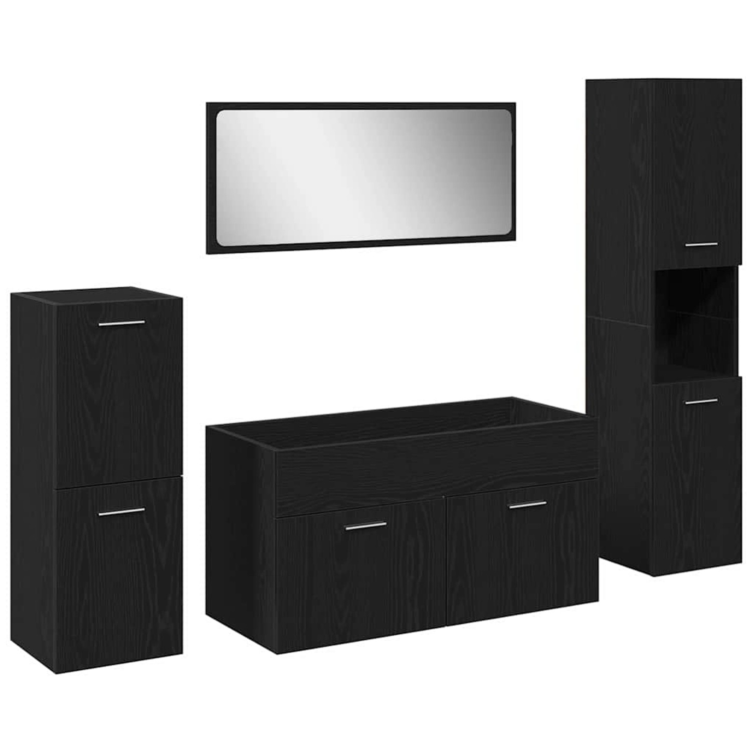 vidaXL Badezimmermöbel Set 4-Tlg Schwarz Eichen-Optik 30 x 30 x 130 cm 3334 günstig online kaufen