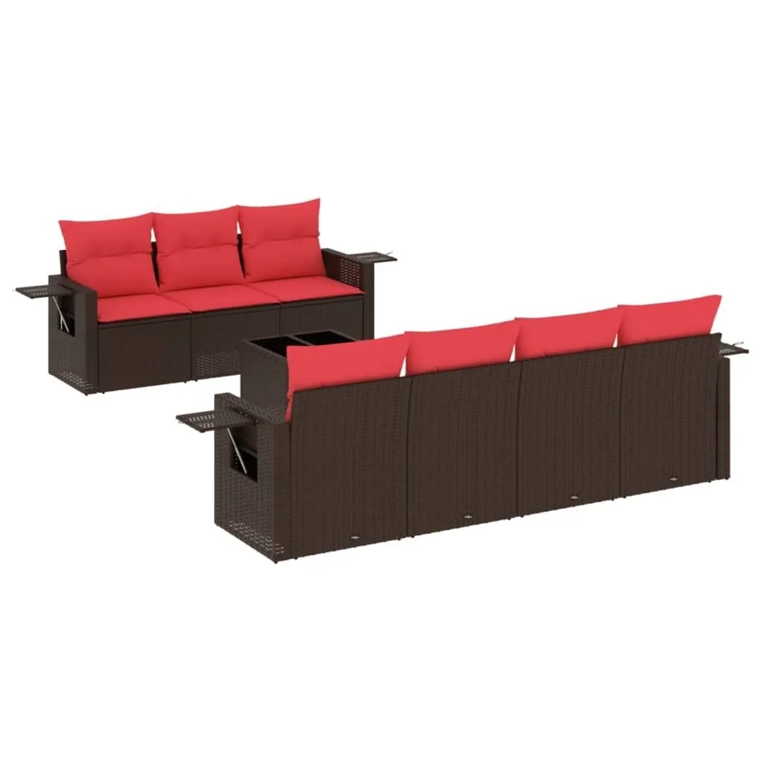 vidaXL 8-Tlg Gartensofa-Set mit Kissen Braun Polyrattan 3219933 günstig online kaufen