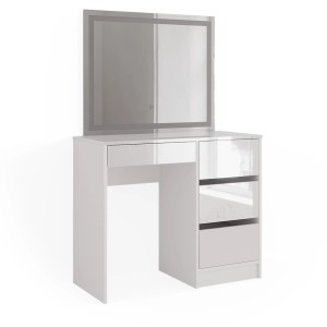 Vicco Schminktisch Sherry, weiß hochglanz, 90 cm breit, mit LED-Spiegel für optimale Ausleuchtung.