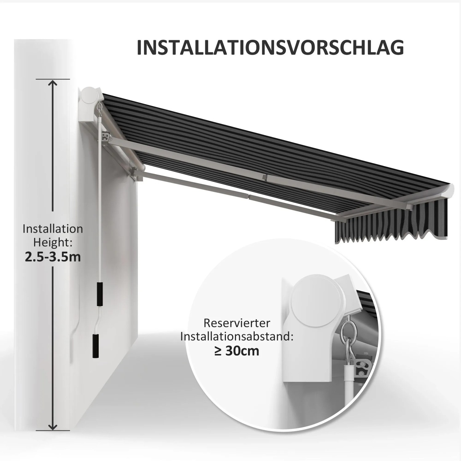 Outsunny Sonnenschirm Markise Aluminium Polyester Weiß Blau 395L x 245B x 350H cm_7