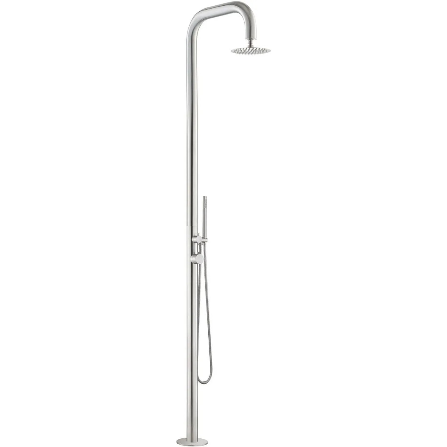 Euroshowers Außendusche Gartendusche Edelstahl 316 Kalt und Warmwasser mit Kopf und Handbrause 230CM
