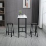 Modernes 3-teiliges Bartisch Set in Weiß-Schwarz mit rechteckigem Tisch und 2 runden Barhockern aus Stahl für 2 Personen.