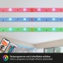 Brilo Wifi-LED-Strip RGB 5m mit Fernbedienung und App-Steuerung, verschiedene Farben leuchtend.