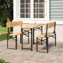 Klappbares 3-tlg. Biertisch-Set aus Tannenholz mit Metallgestell für Garten und Terrasse.