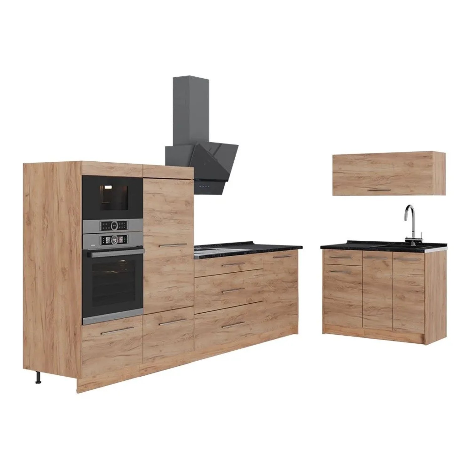 Vicco Küchenzeile Fame-Line Goldkraft Eiche/Goldkraft Eiche 380 x 154 AP Anthrazit Art Nr 64096