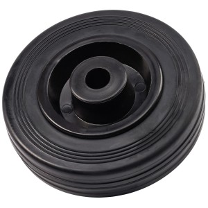 Schwarzes Vollgummirad, Ø 80 mm, Nabe 40 mm, für Rollen und Räder.