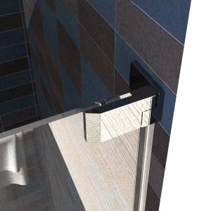 Detailaufnahme: Chromfarbene Dusch-Pendeltür Brava, Sondermaßanfertigung für Nische.