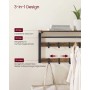 Vasagle Wandgarderobe Braun-Schwarz mit Ablage, Haken und Stange für Jacken und Accessoires.