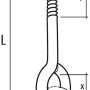 Technische Zeichnung einer Conacord Ösenschraube aus Stahl, Durchmesser 7,8 mm, Länge 155 mm.