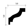 Technische Zeichnung einer weißen PROFHOME Eckleiste (50x50 mm) für Paneele.