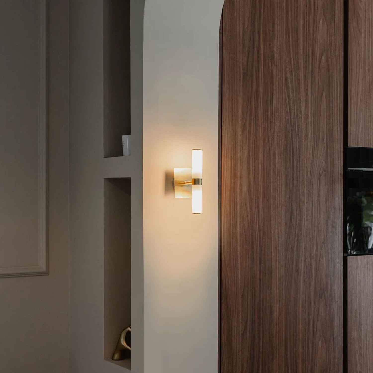 QAZQA Moderne Wandleuchte Gold IP44 2 Flammig Bad