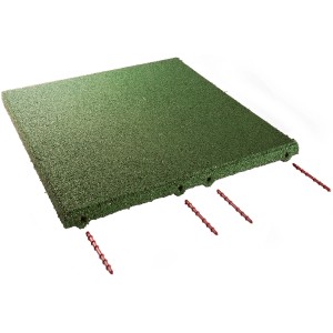 Grüne Terrasoft Fallschutzplatte (1 m²) mit Steckern für Terrassen & Gehwege.