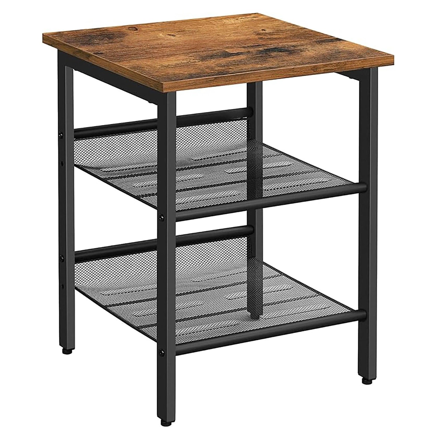 Songmics Nachttisch Dacey mit Verstellbaren Gitterablagen Braun-Schwarz günstig online kaufen