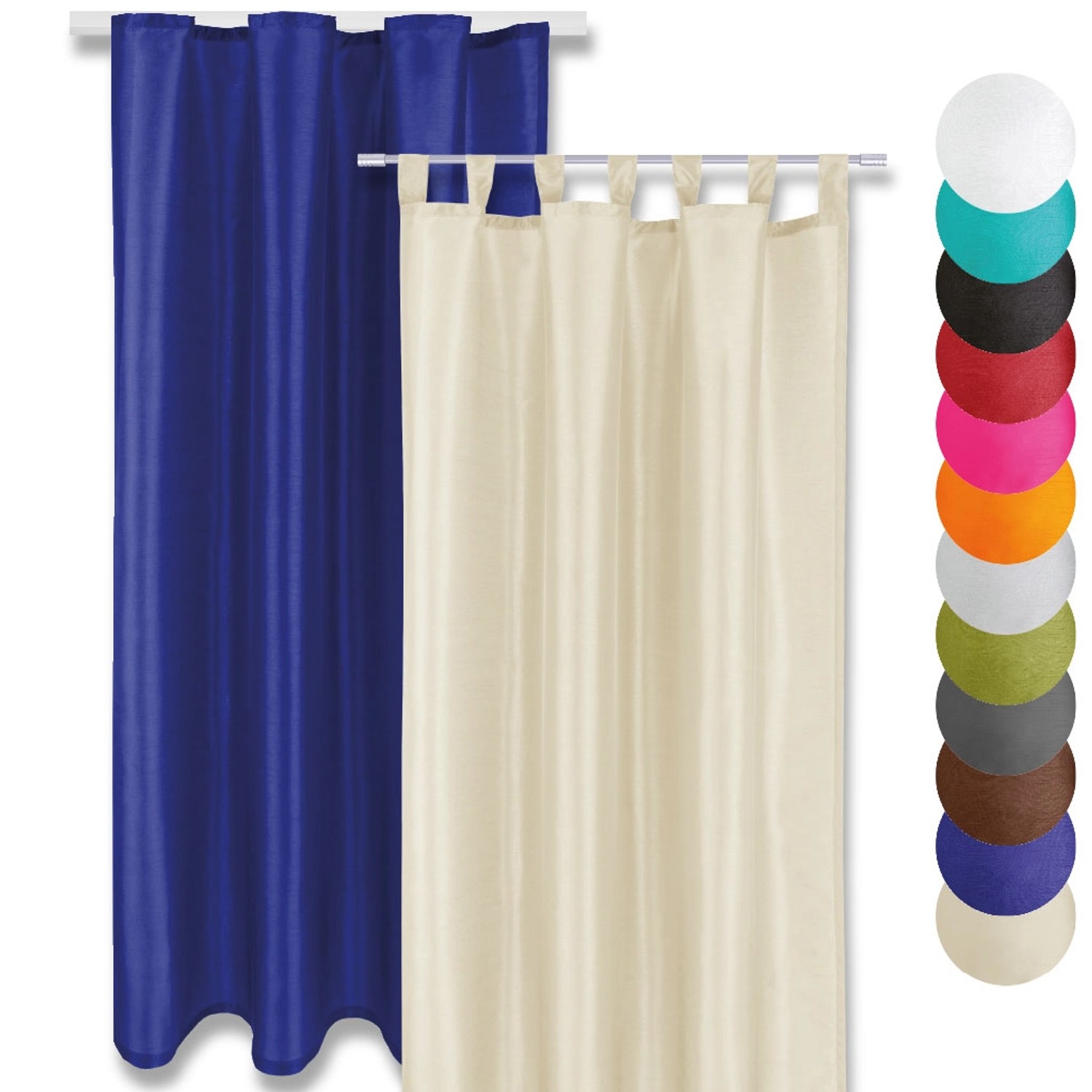 Arsvita Dekoschal Alessia, blau und beige, Schlaufenschals für Fenstervorhänge.