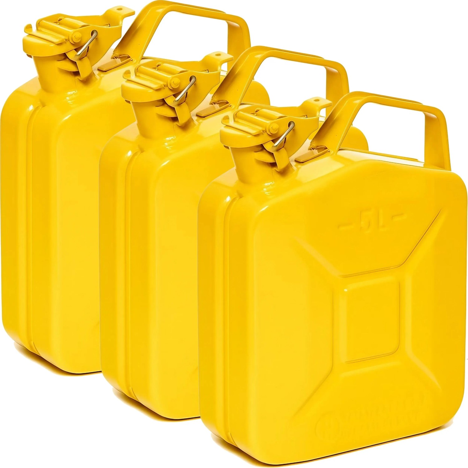 BW Kraftstoffkanister Metall Benzinkanister 3x 5 Liter Gelb RAL 1018 TÜV-geprüft und UN-Zulassung Made in Europe
