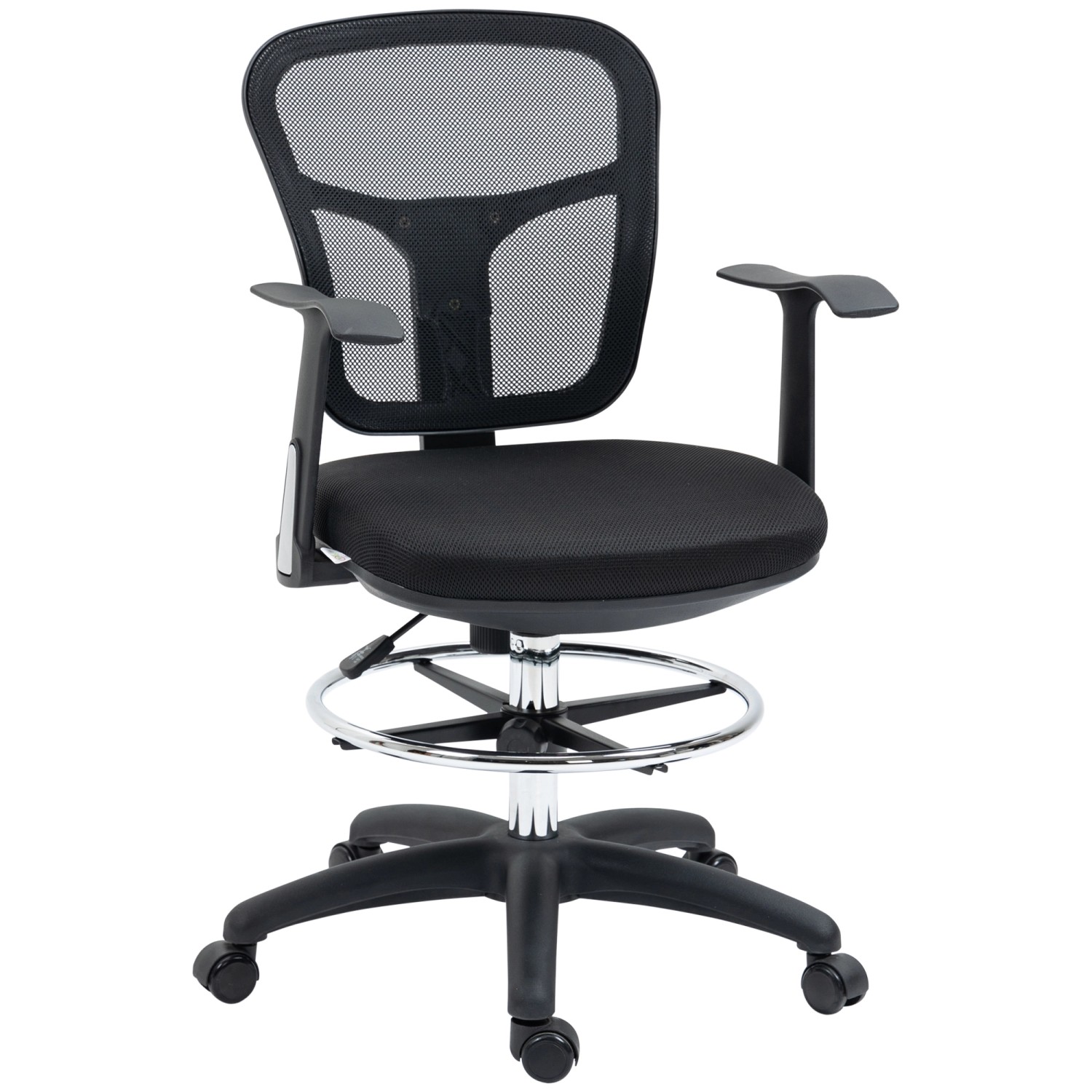 Vinsetto Bürostuhl Mesh 100% Polyester Stahl Schwarz 59L x 59B x 95-115H cm günstig online kaufen