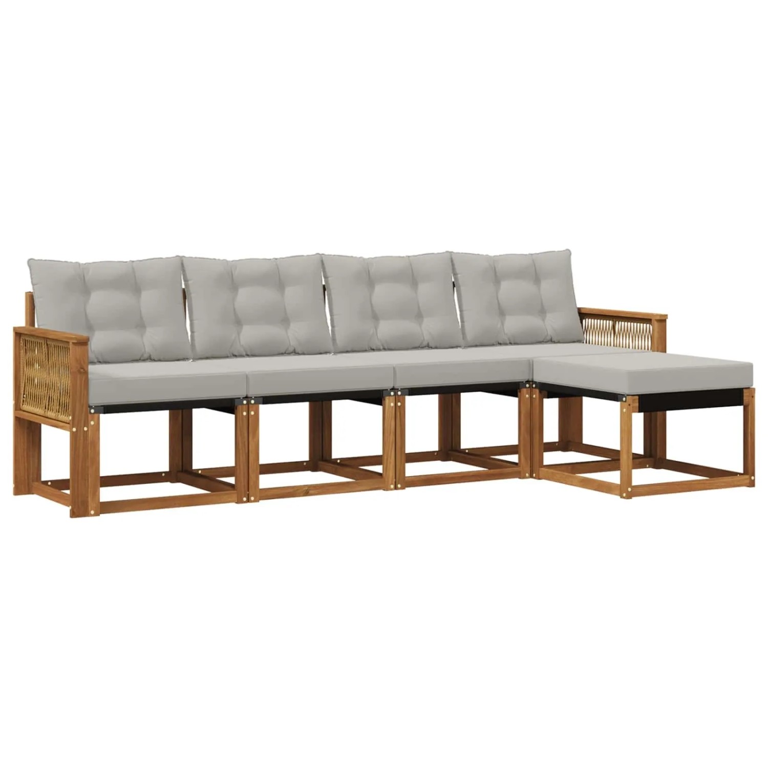 vidaXL Outdoor-Sofagarnitur mit Kissen 5 Stk Natur und Hellgrau 3381891