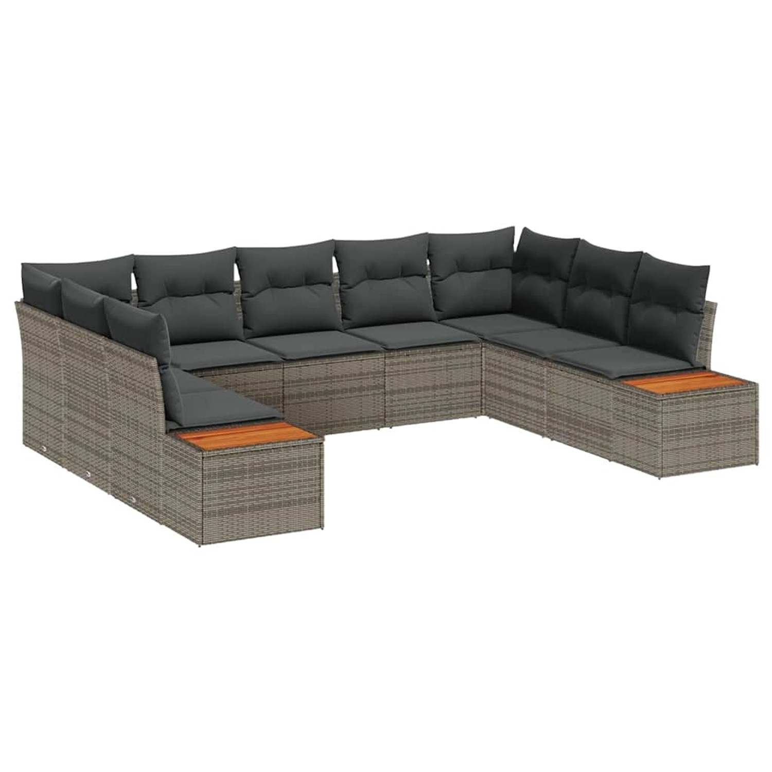 vidaXL 9-Teiliges Garten-Sofaset mit Kissen in Grau Poly Rattan und Akazie günstig online kaufen