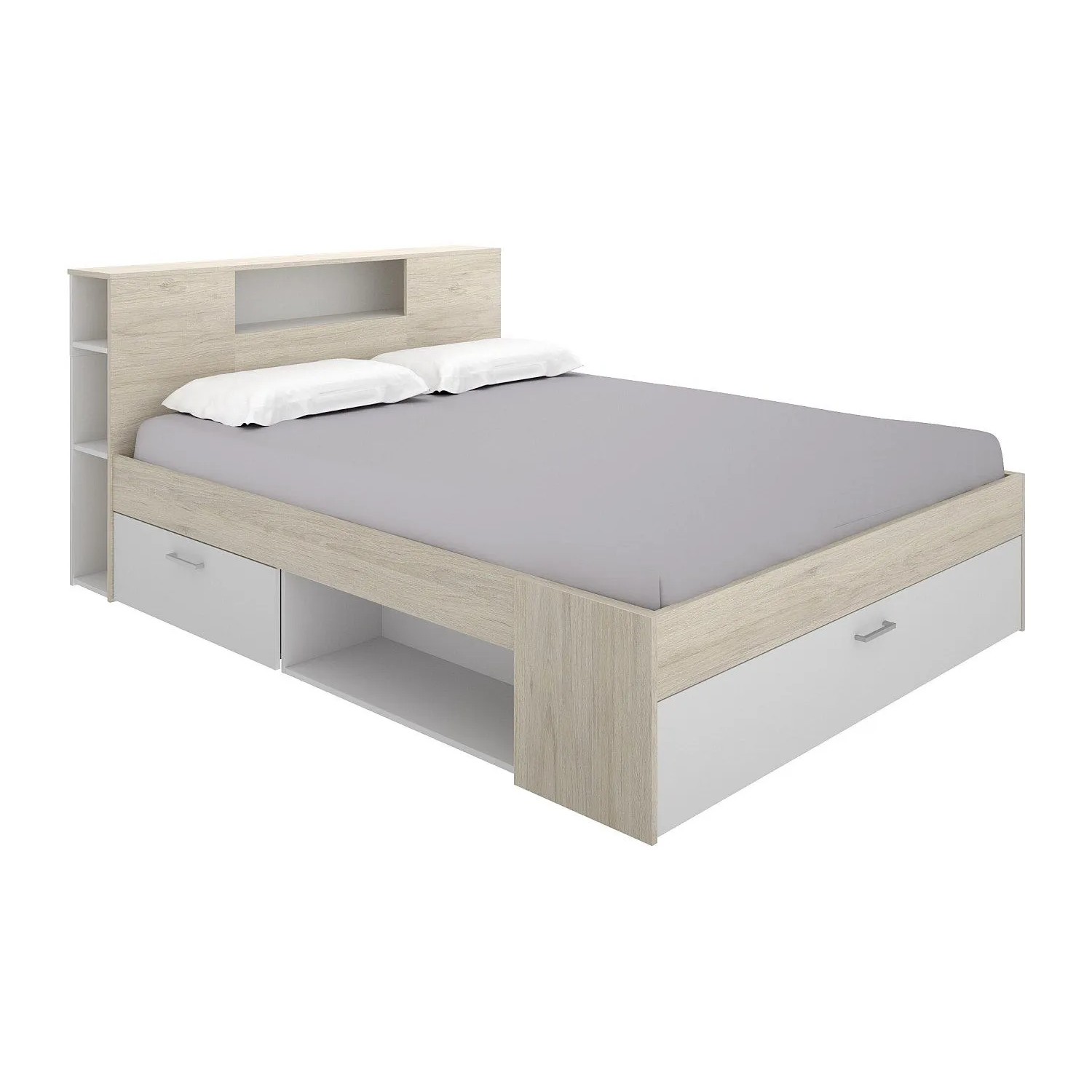 Vente-unique Bettrahmen Leandre Naturfarben Hell  Weiß 228.5 cm