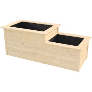 Weka 2-Stufen-Hochbeet, 205x79x81cm, Naturholz, mit zwei Ebenen zum Bepflanzen.