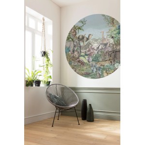 Runde Komar Vliesfototapete Dot Animal Kingdom mit Tiermotiv im Wohnraum.