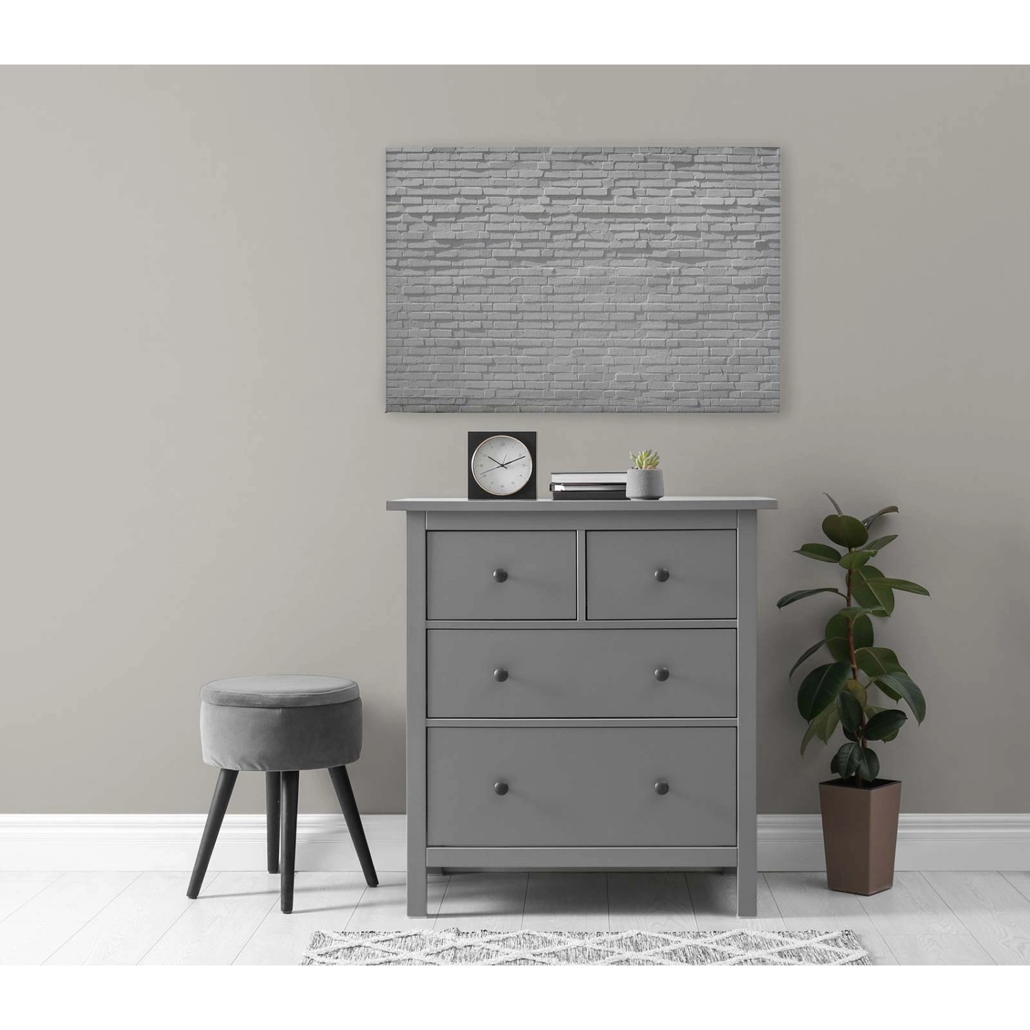 Bricoflor Mauer Bild 3D Effekt Weiß Modernes Wandbild In Steinoptik Ideal Für Küche Und Bad Leinwandbild Steine In 120 X